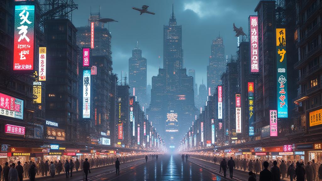 Concept art of the city of Neo-Kyoto.