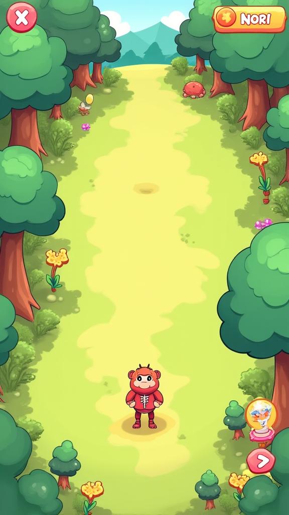 Screenshot of the cute forest management game interface.